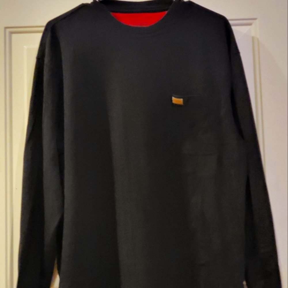 PENDELTON Cotton Black Pocket Long Sleeve T-Shirt LEATHER TAG on the pocket. Lg